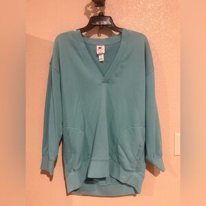 NWOT Champion Oversized V-Neck Sweatshirt Teal Pullover Small